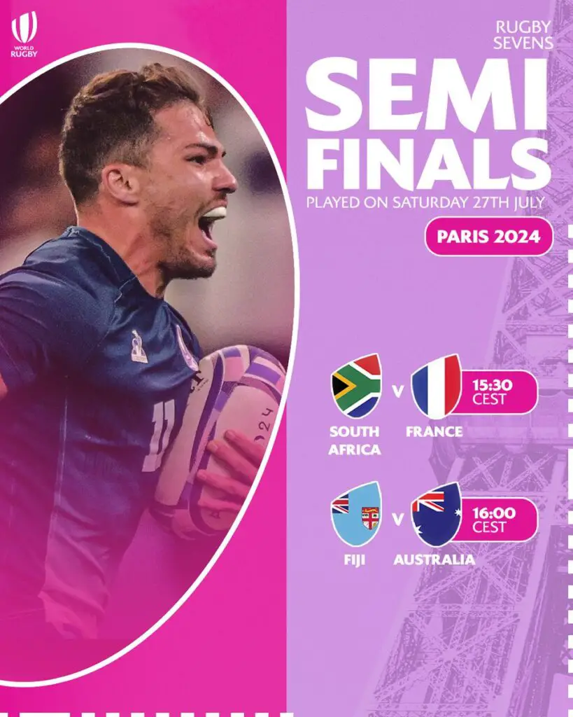 Le tableau des demi-finales de rugby à VII des JO Paris 2024