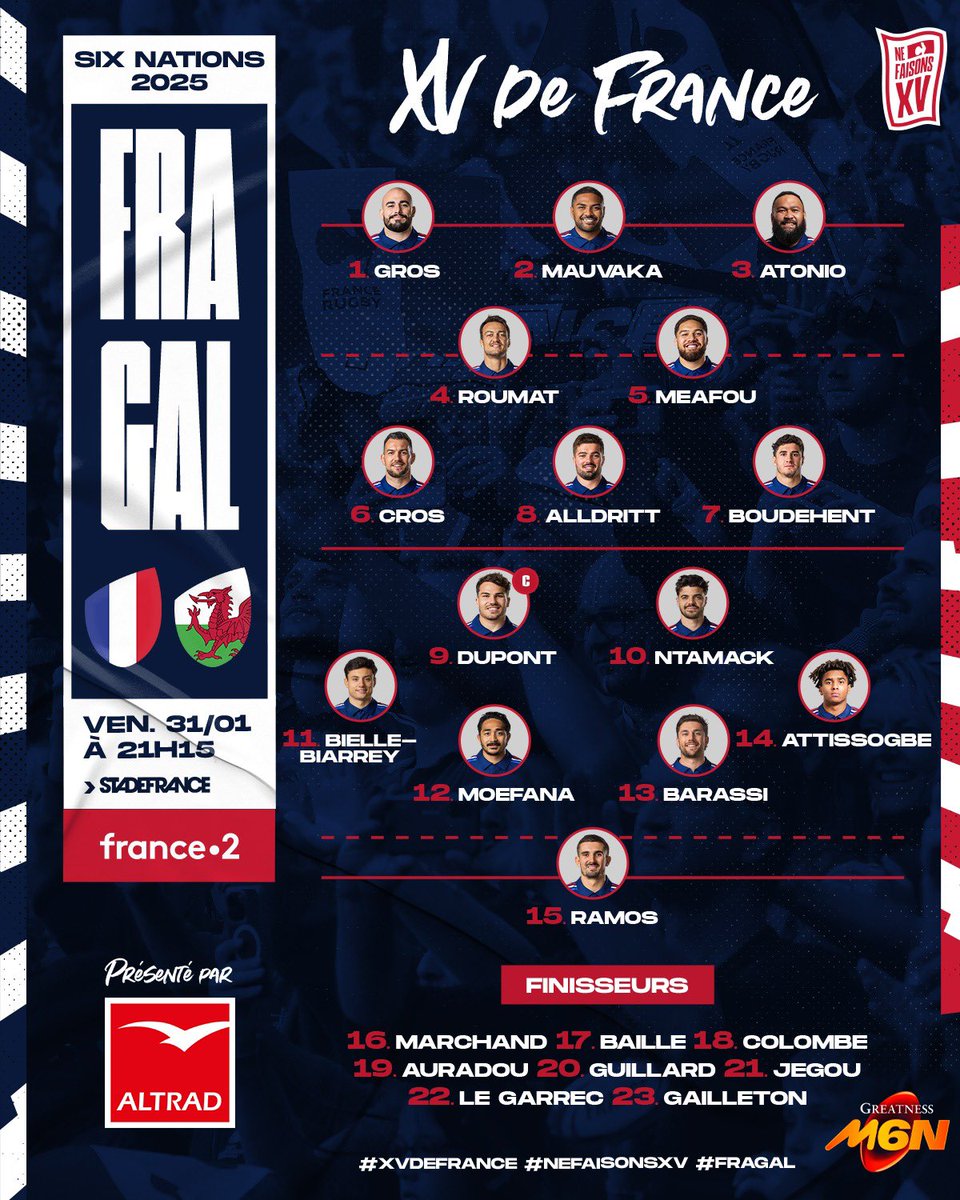 Composition du XV de France contre le pays de Galles