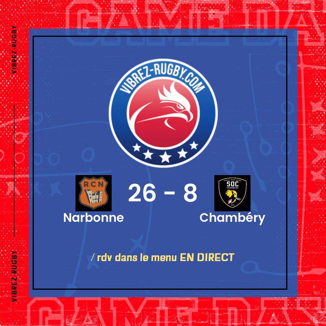 Résultat Narbonne – Chambéry: 26-8