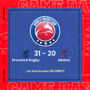 Résultat Provence Rugby – Béziers: 31-20
