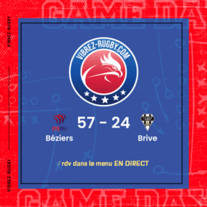 R&eacute;sultat B&eacute;ziers – Brive: 57-24