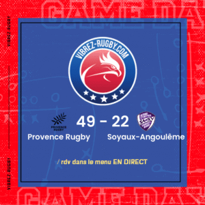 R&eacute;sultat Provence Rugby – Soyaux-Angoul&ecirc;me: 49-22