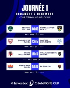 Calendrier Champions Cup 2025-2026 : le programme des clubs français