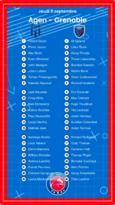 Agen – Grenoble: Les compositions