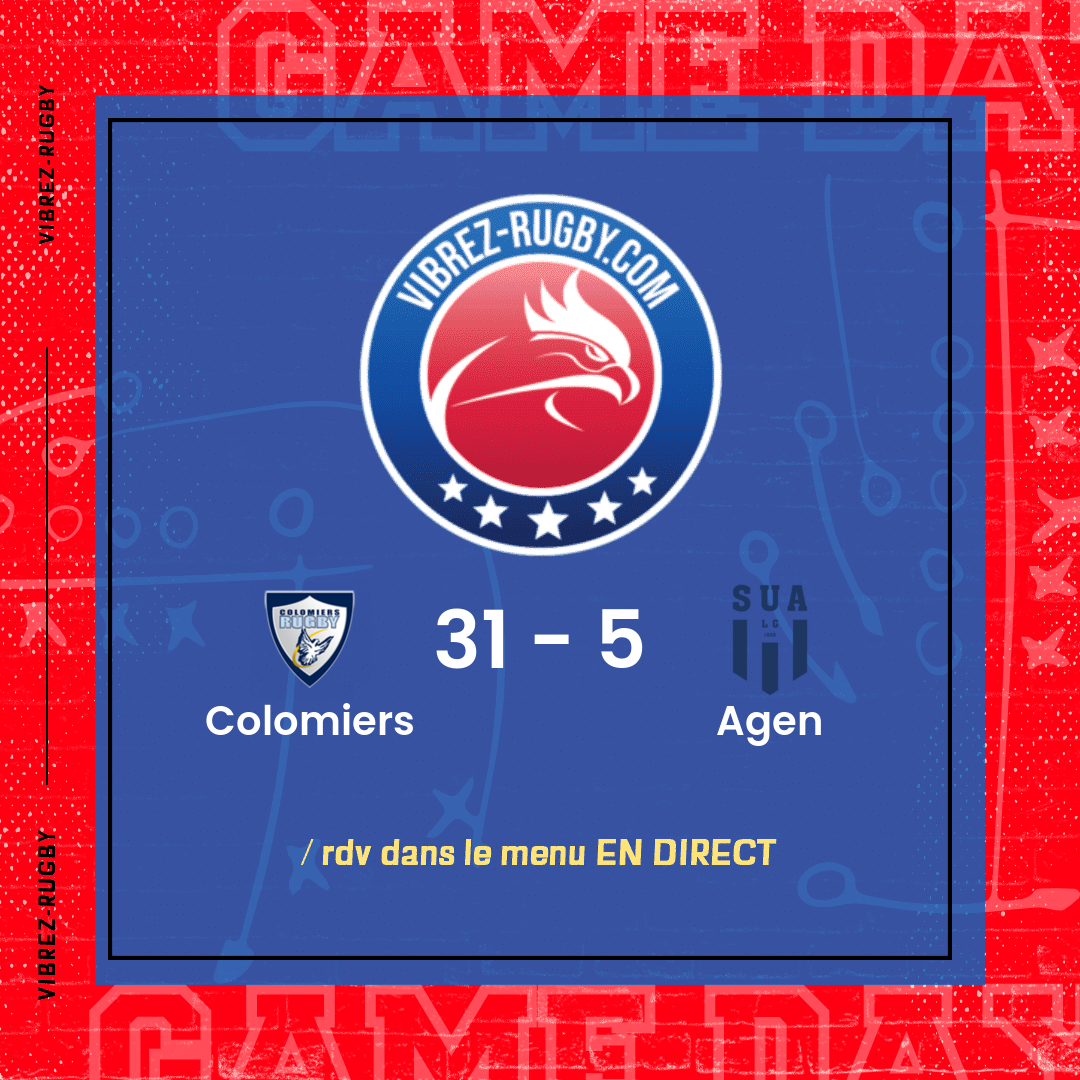 Résultat Colomiers – Agen: 31-5