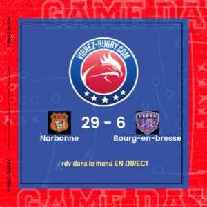 Résultat Narbonne – Bourg-en-bresse: 29-6