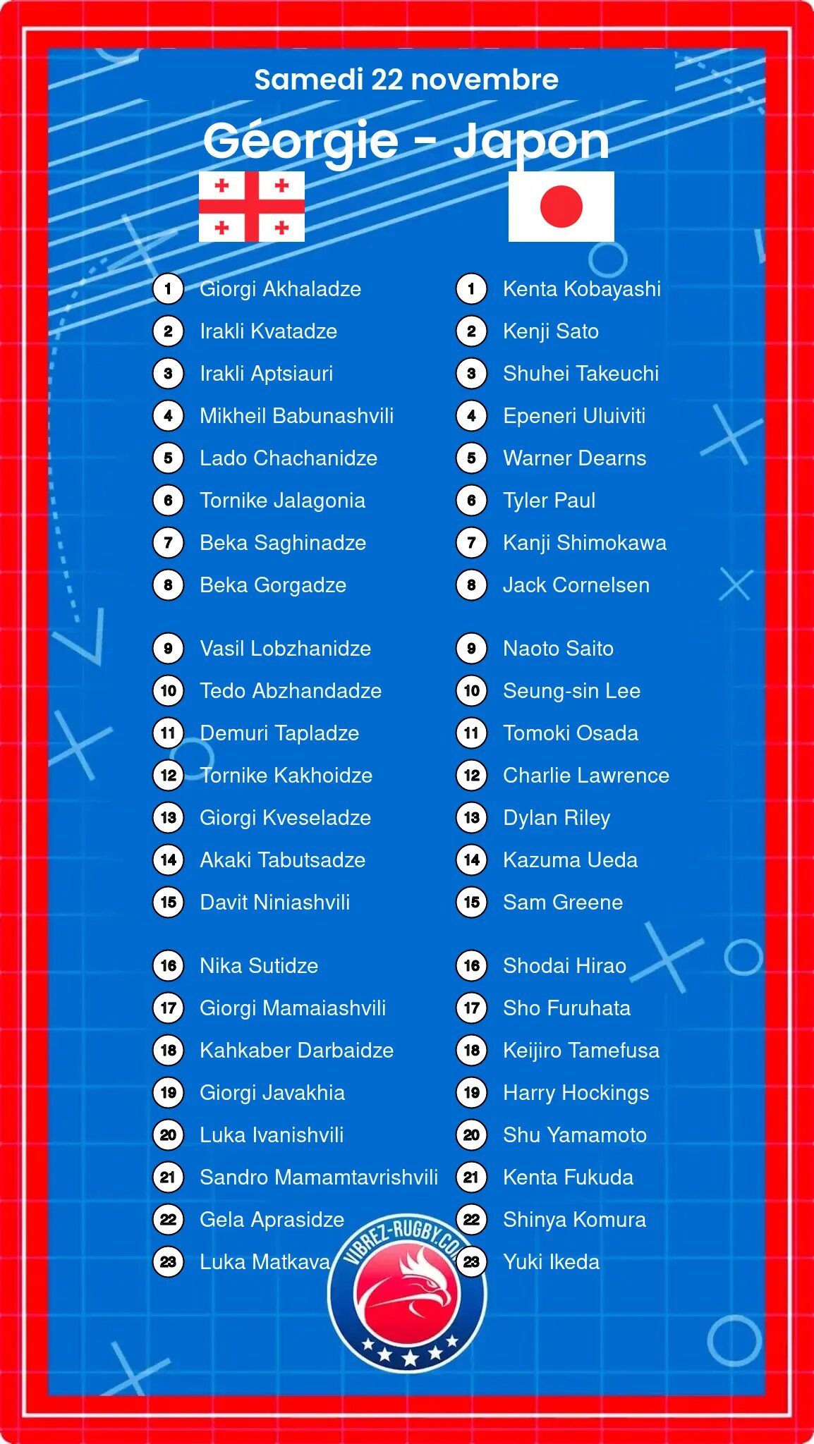 Géorgie – Japon: Les compositions