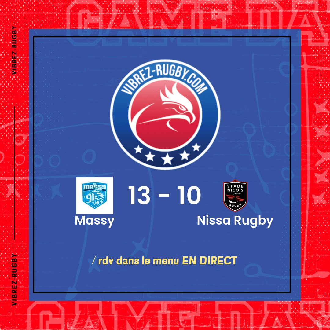 R&eacute;sultat Massy – Nissa Rugby: 13-10