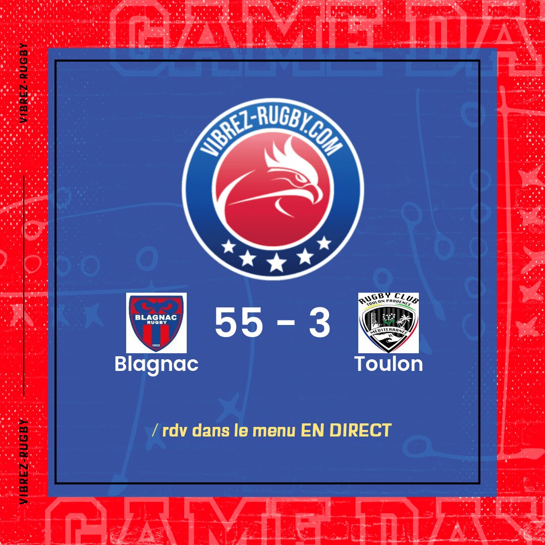 Résultat Blagnac – Toulon: 55-3