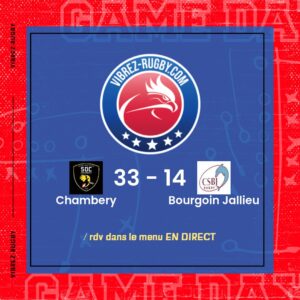 R&eacute;sultat Chambery – Bourgoin Jallieu: 33-14