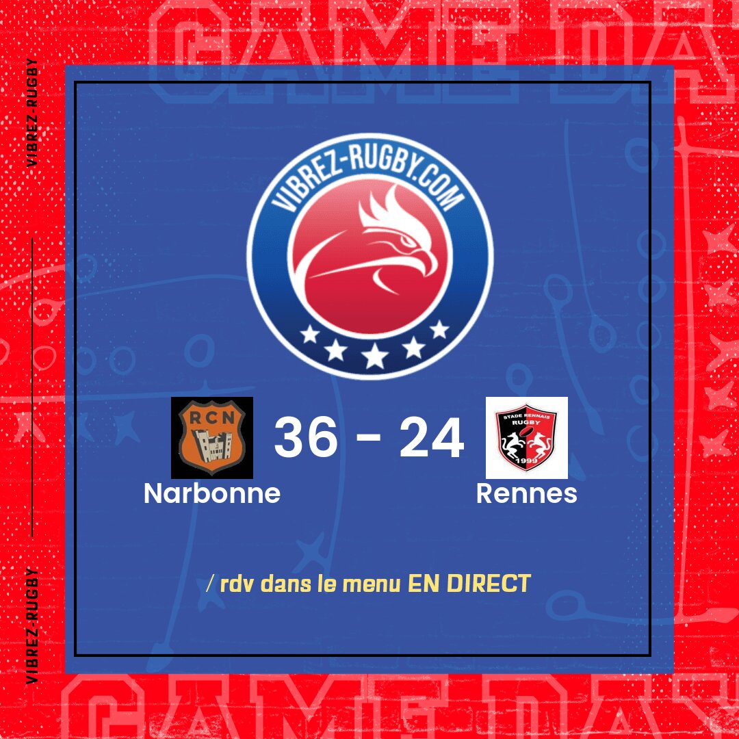 Résultat Narbonne – Rennes: 36-24