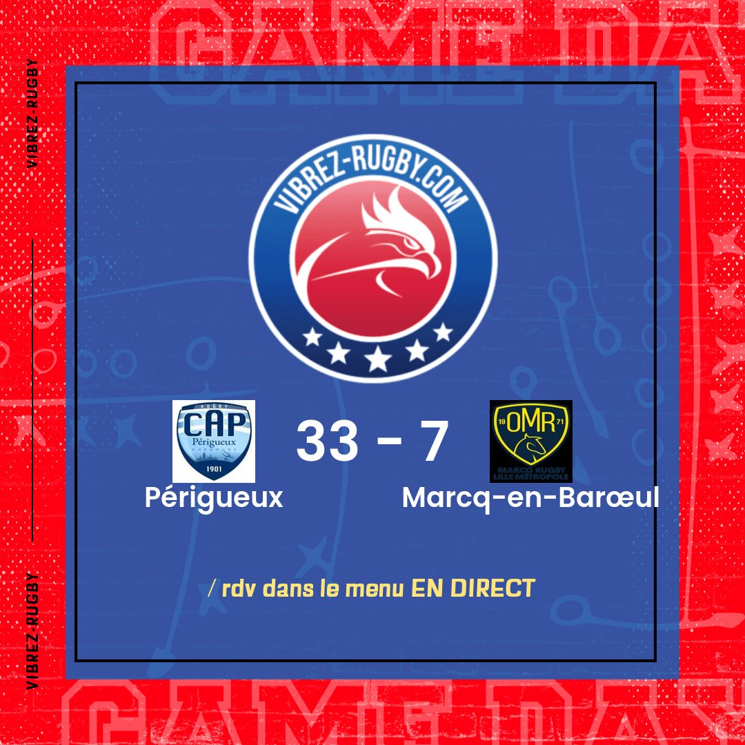 R&eacute;sultat P&eacute;rigueux – Marcq-en-Bar&oelig;ul: 33-7