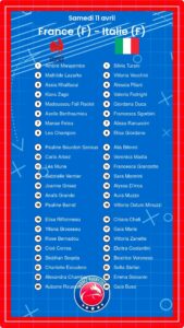 France (F) – Italie (F): Les compositions