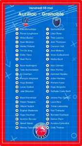 Aurillac – Grenoble: Les compositions