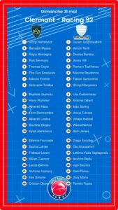 Clermont – Racing 92: Les compositions