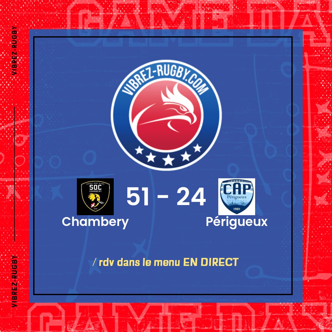 R&eacute;sultat Chambery – P&eacute;rigueux: 51-24