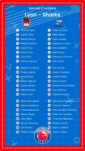 Lyon – Sharks: Les compositions