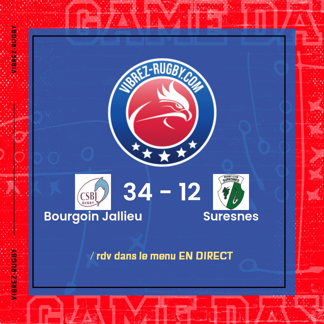 R&eacute;sultat Bourgoin Jallieu – Suresnes: 34-12