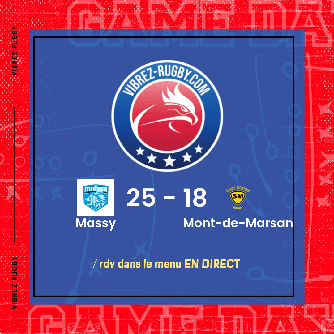 R&eacute;sultat Massy – Mont-de-Marsan: 25-18